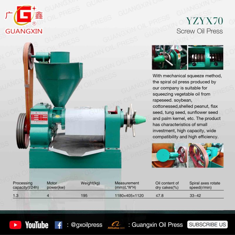 Guangxin 1.3tpd Oil Press Machine Rapeseed Oil Expeller