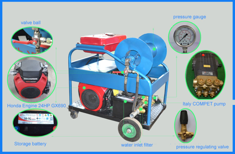 Gasoline Engine Sewer Pipe Cleaner Seweage Tube Cleaning Machine