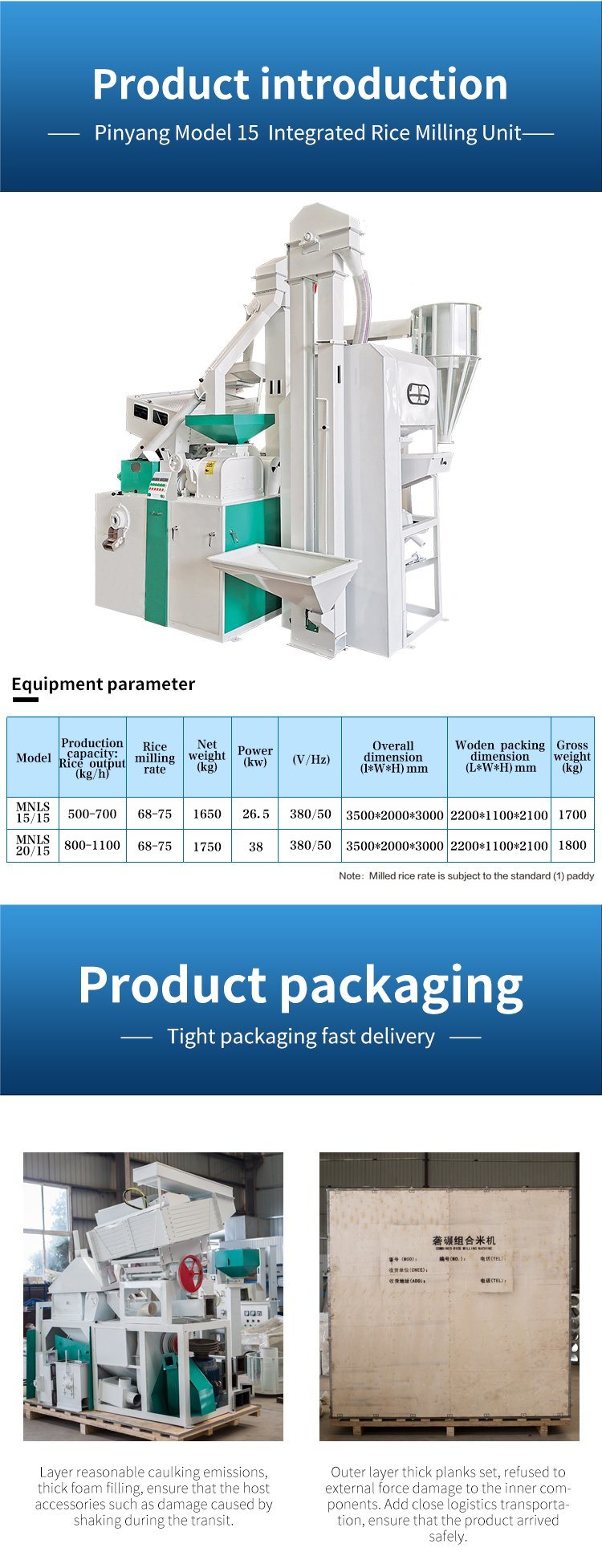 Mlns 15/15 Mini Combined Rice Mill for Afria Countries