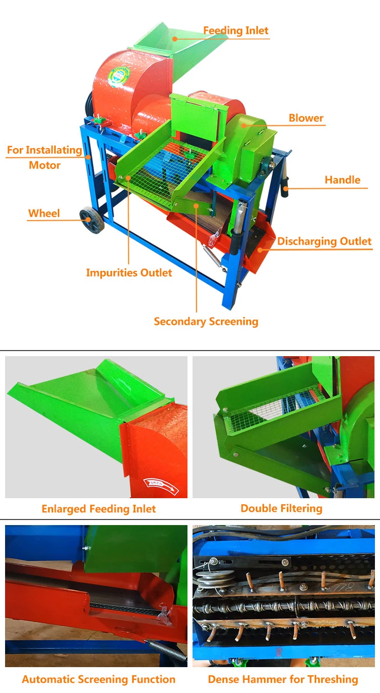 Factory Price Small Soybean Sheller Paddy Maize Thresher Machine