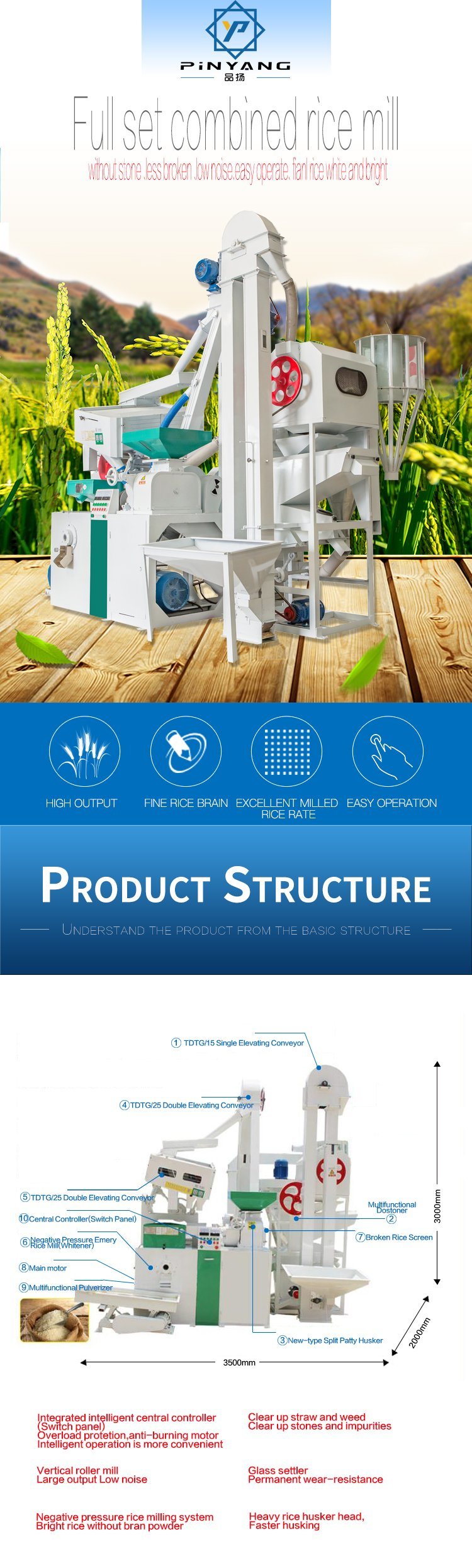 Mlns 15/15 Mini Combined Rice Mill for Afria Countries