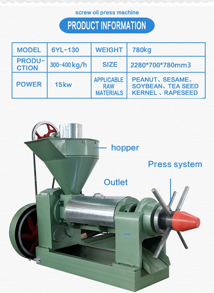 Screw Hot Press Sesame Oil Mill Peanut Screw Worm Oil Press Machine