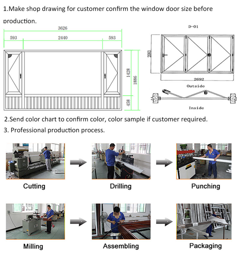 Sound Insulation Aluminum Fixed Panel Window with Tempered Glass