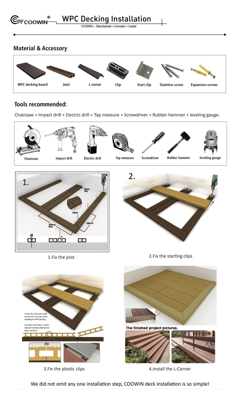 Waterproof Fire Resistant WPC Plastic Wood Swimming Pool Decking