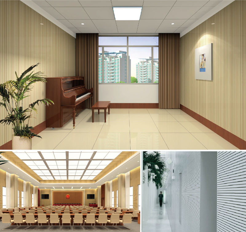 Teak Natural Veneer Finish Groove Fire-Resistant Acoustic Panel