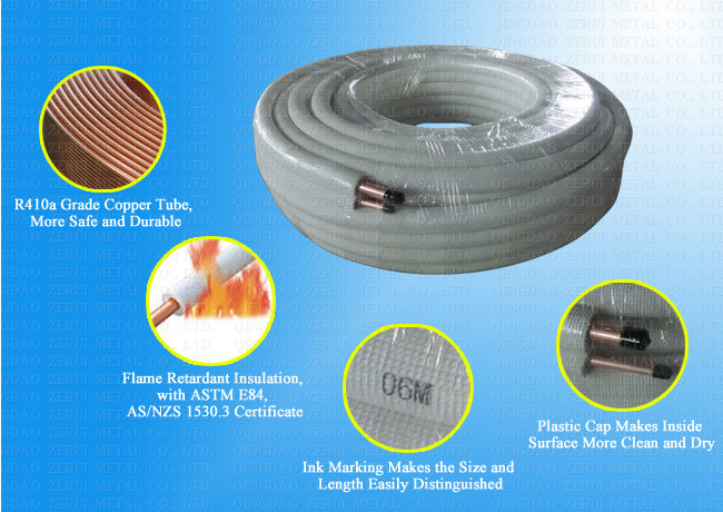 20 Meters Insulated Copper Tube with Flame Retardant Insulation