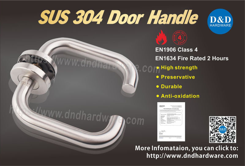 Stainless Steel Solid Fire Resistant Door Handle for Entrance Door