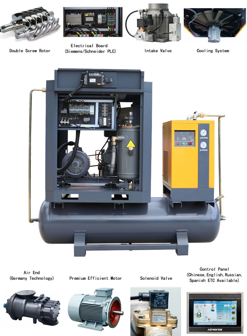 Airhorse Screw Air Compressor Tank and Dryer Mounted for Sale