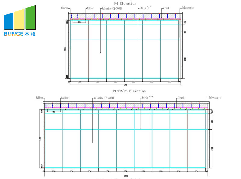 Restaurant Flexible Sliding Partition Walls / Acoustic Movable Walls for Banquet Hall