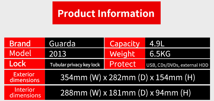 OEM Guarda B5 Fire Resistant Chest Safe Brinks for Cash Waterproof