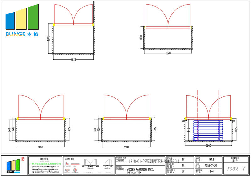 Restaurant Flexible Sliding Partition Walls / Acoustic Movable Walls for Banquet Hall