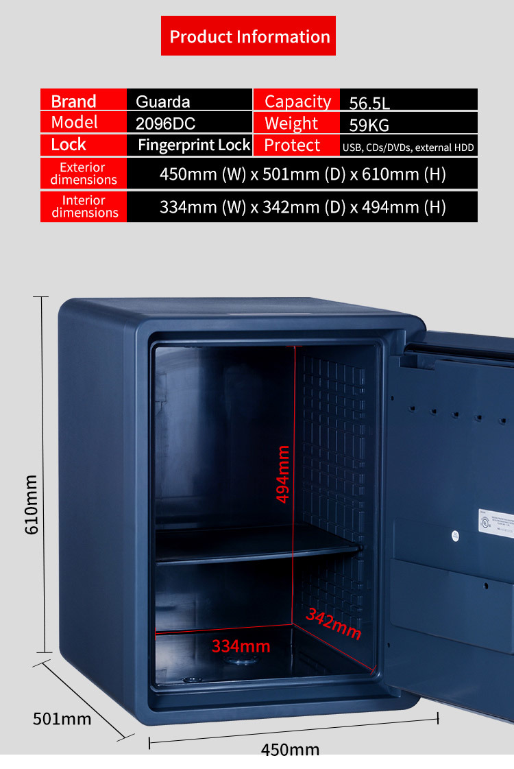 Guarda Safe 2096DC A4 Fireproof Document Safe U L 1 Hour Fire Resistant