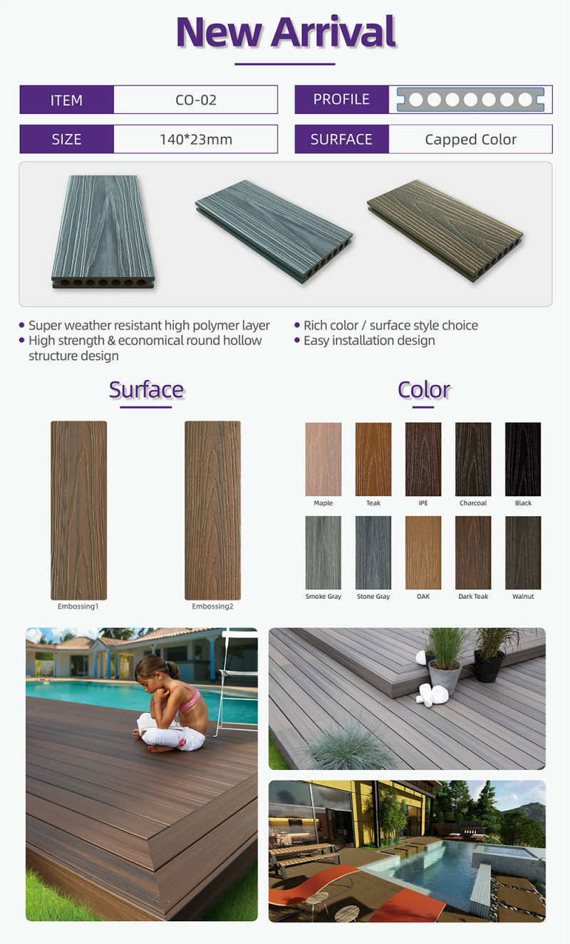 Waterproof Fire Resistant WPC Plastic Wood Swimming Pool Decking