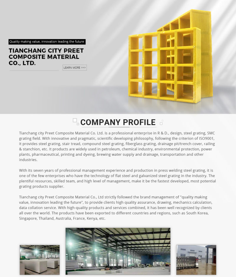 Fiberglass Corrosion Resistant Fire Resistant FRP Grating Floor Grating