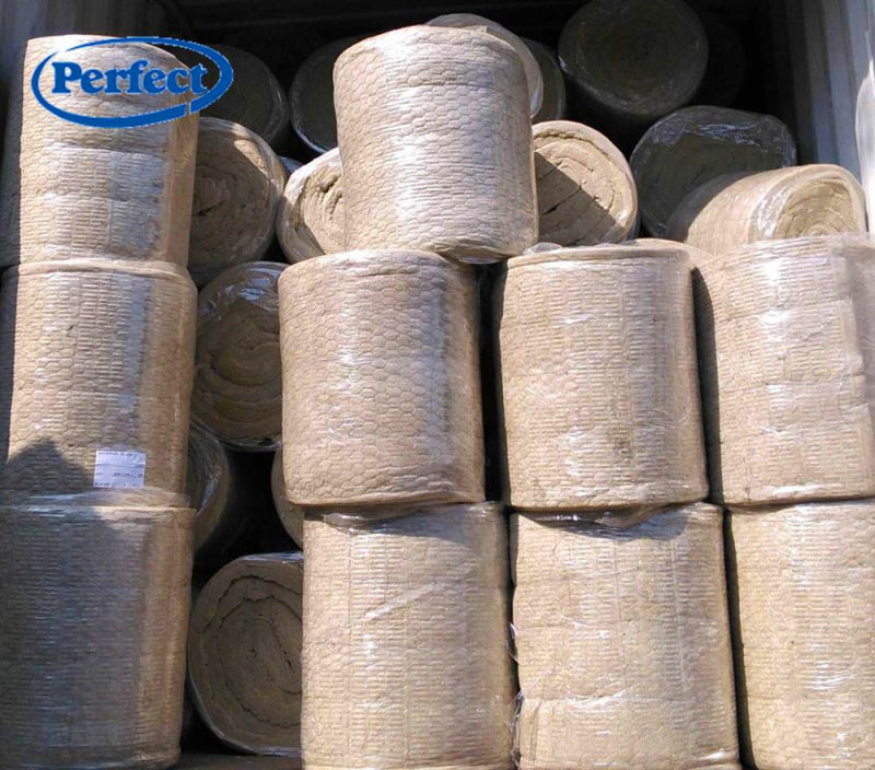 Fireproof Insulation Roll Rock Mineral Wool Blanket with Wire Mesh