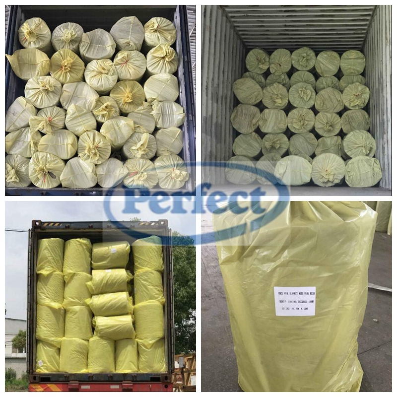 Fireproof Insulation Roll Rock Mineral Wool Blanket with Wire Mesh