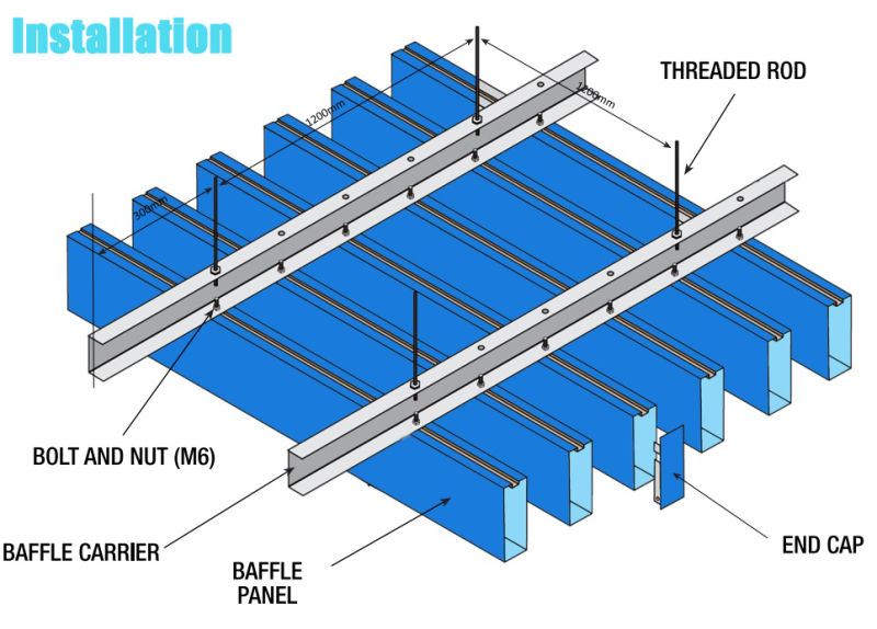 Acoustical Aluminium Metal Baffle Wall Panel Exterior Decoration