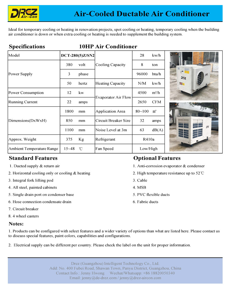 Drez-Aircon Climate Rental Solution 10HP Mobile Ducting Air Conditioning