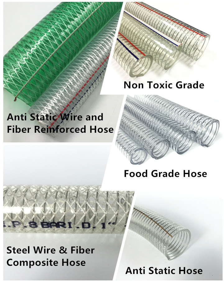 Clear PVC Spiral Steel Reinforced Flexible Ducting Hose for Oil Storage