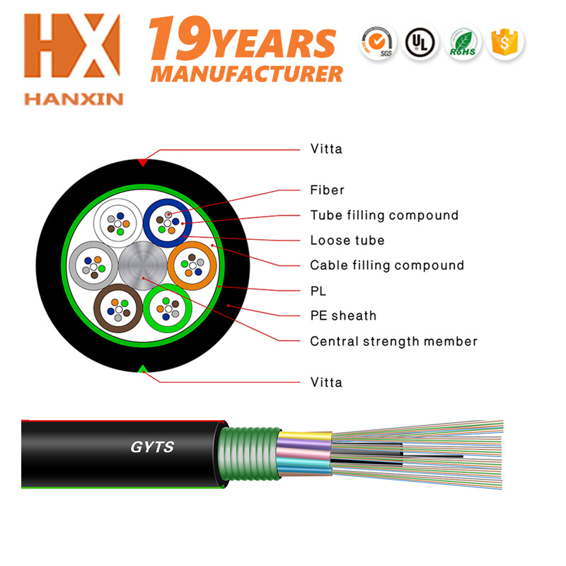 8 Core Outdoor Armored Aerial Duct Armored 6 Core Fiber Optic Cable