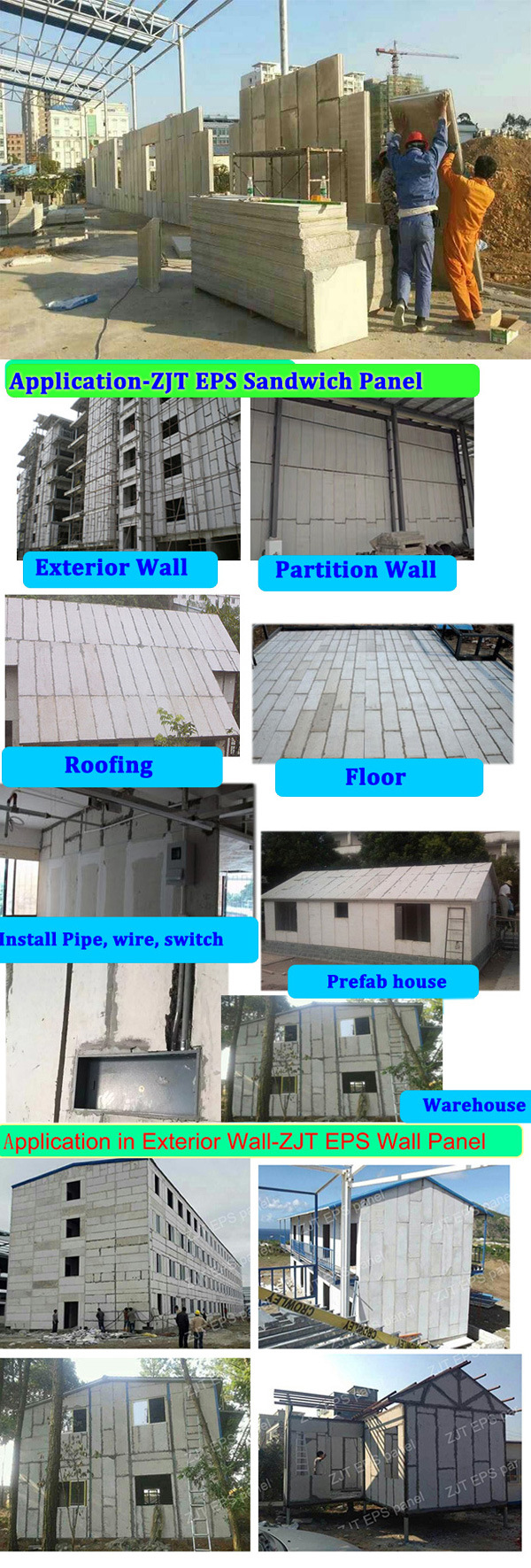 Fireproof Acoustic Cement Interior/Exterior Sanwich Panel for Floor