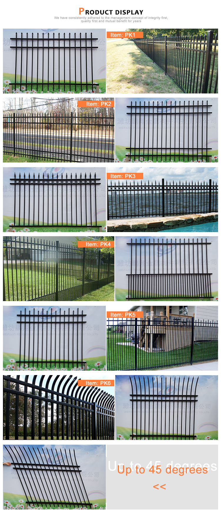 Aluminum Material Black Powder Coated Residential Welded Garden Fencing