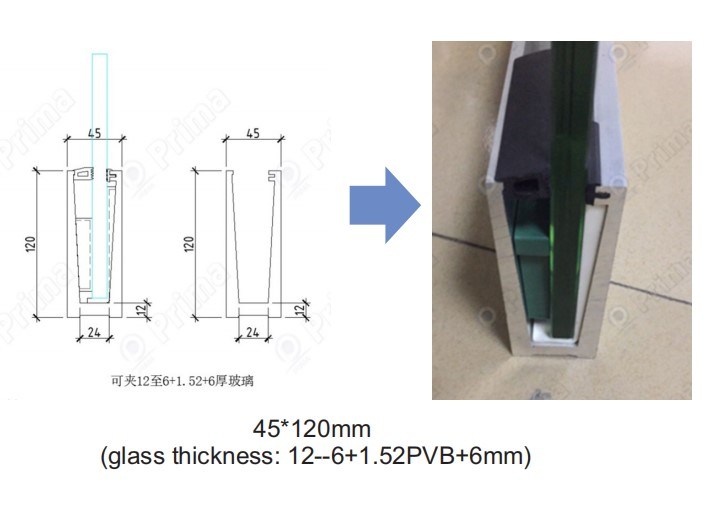 Frameless Glass Channel Railing/Aluminum Channel Glass Railing for Indoor