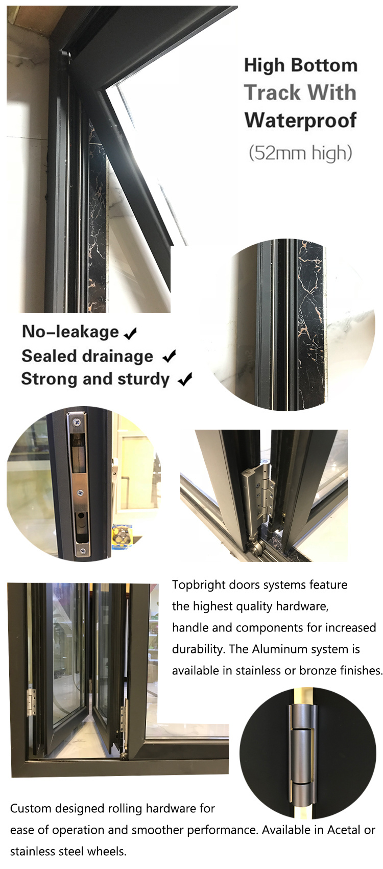 Mjl Supplier Best Price High Quality Double Tempered Glass Folding Aluminium Doors