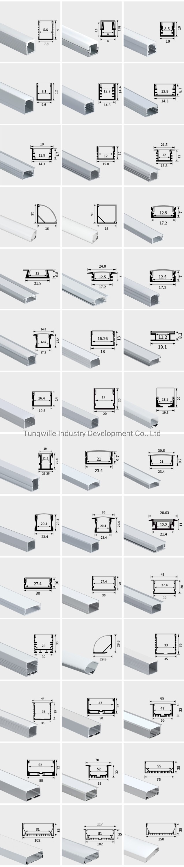 10X10mm Hot Sale LED Aluminum Profile LED Aluminum Profile Channel with Diffuser