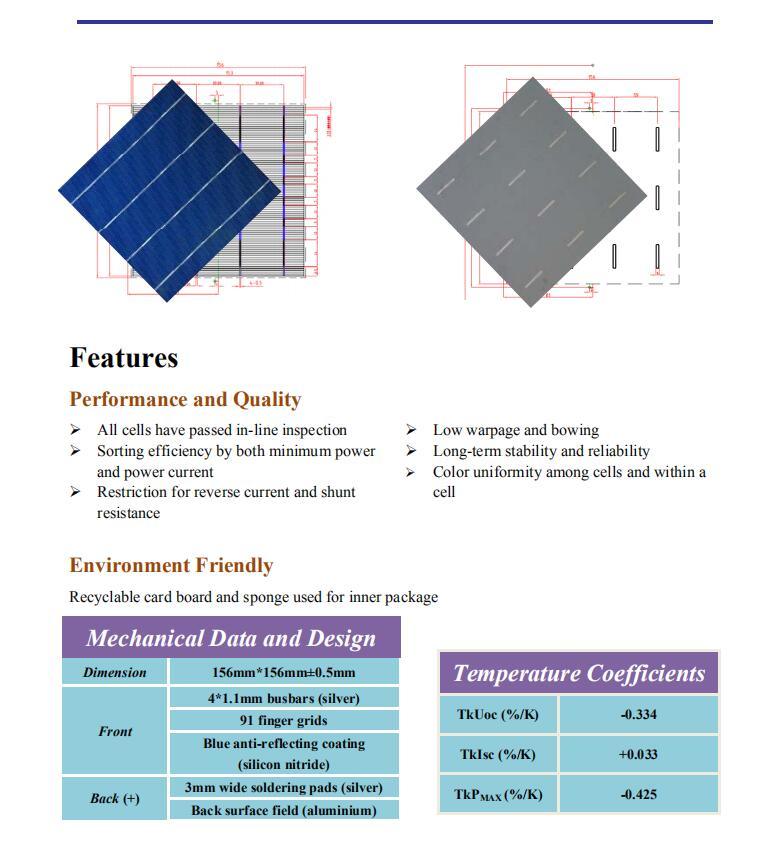 Polycrystalline Solar Cells for Solar Panels Poly Solar Cells in Stock