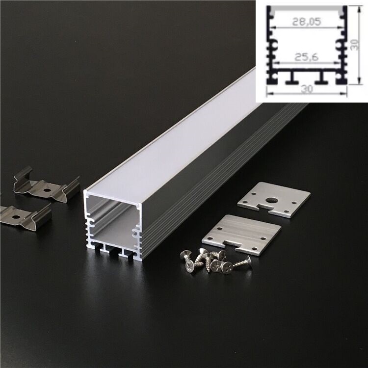 LED Aluminum Profile with PMMA Diffuser for White Aluminium Finish Deep Square Aluminium