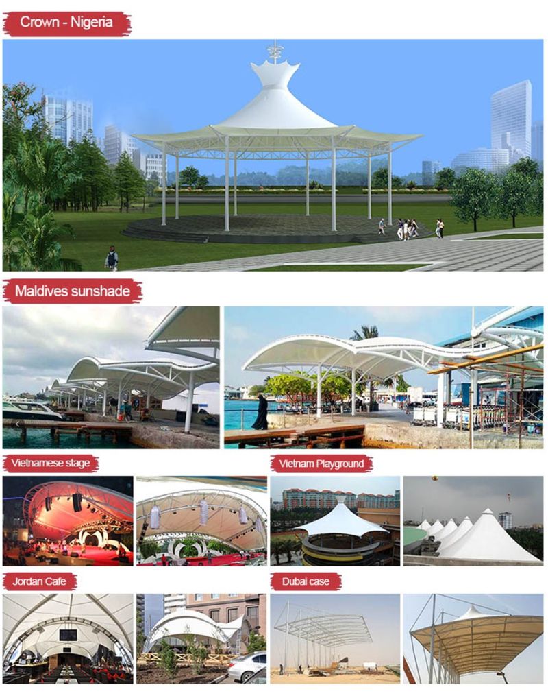 Steel Structure Sport Stand Sun Shade Membrane Structure Tent