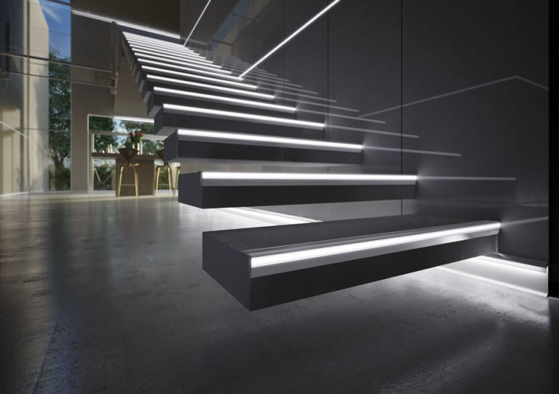 Stair Step LED Aluminum Profile and Anodized Silver Alu LED Profile for House Stairway LED Lights