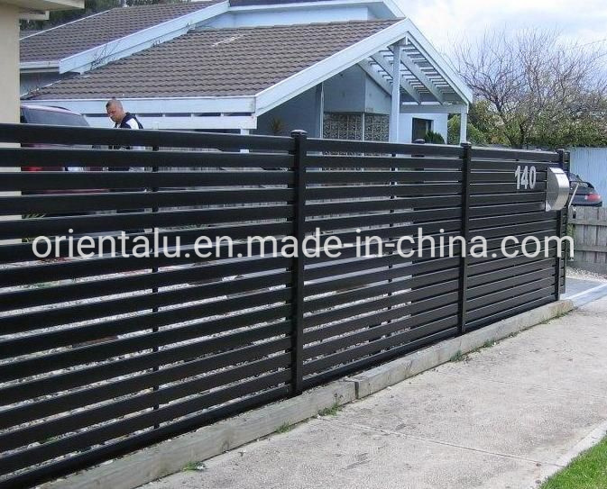 Black Powder Coated Aluminum Decorative Metal Slat Fence Panel