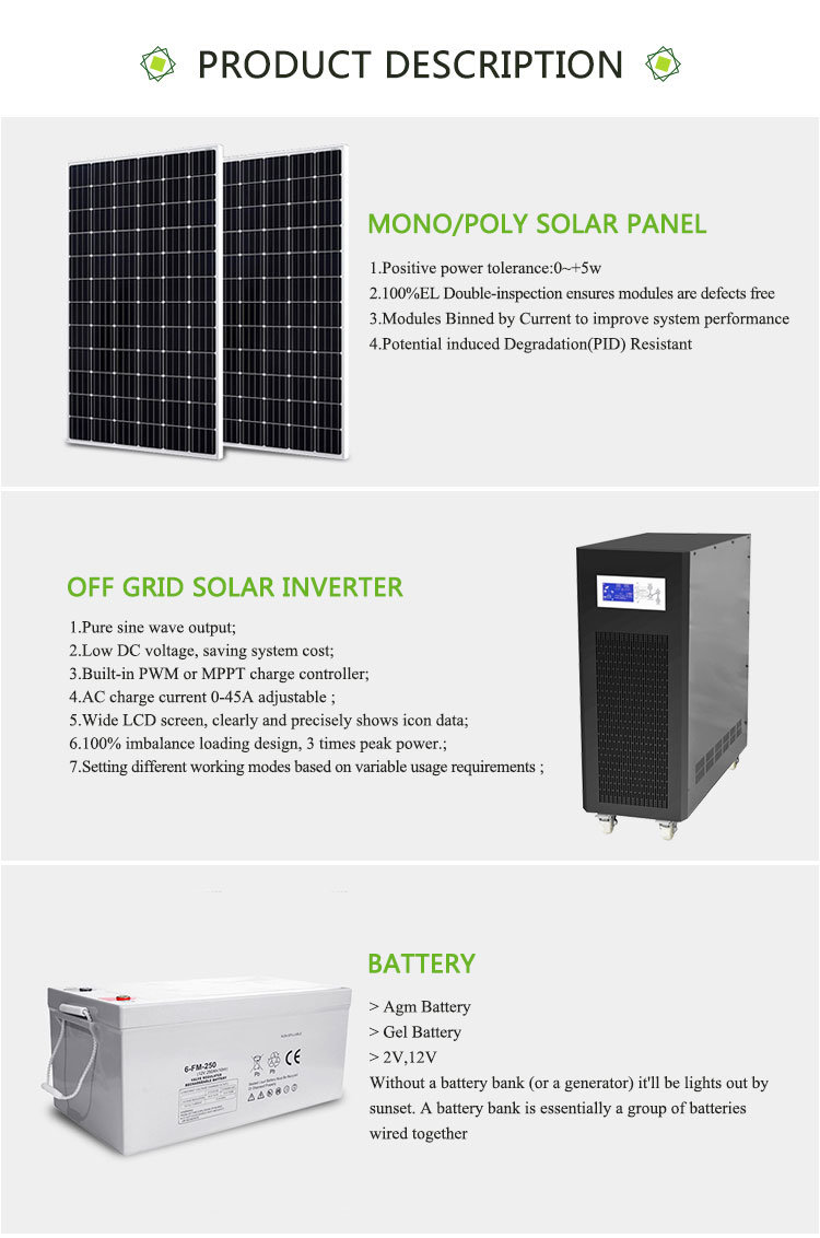 Solar System Home 5kw 10kw Solar Panel System off Grid Solar System