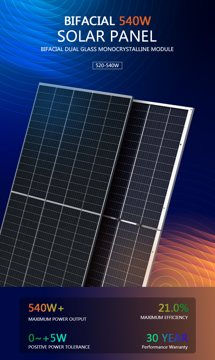 Bifacial High Efficiency 540W 535W 530W 525W 520W Longi Solar Panel Photovoltaic Module