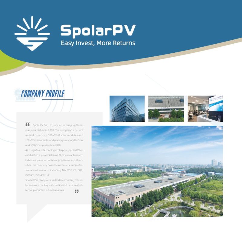 Spolarpv 335W Rooftop Solar System Polycrystalline Silicon Solar Panel