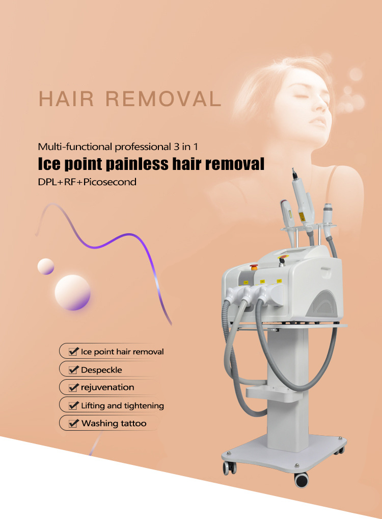 2019 New Portable 3 in 1 Opt Dpl / RF / Laser IPL Shr Hair Removal Machine