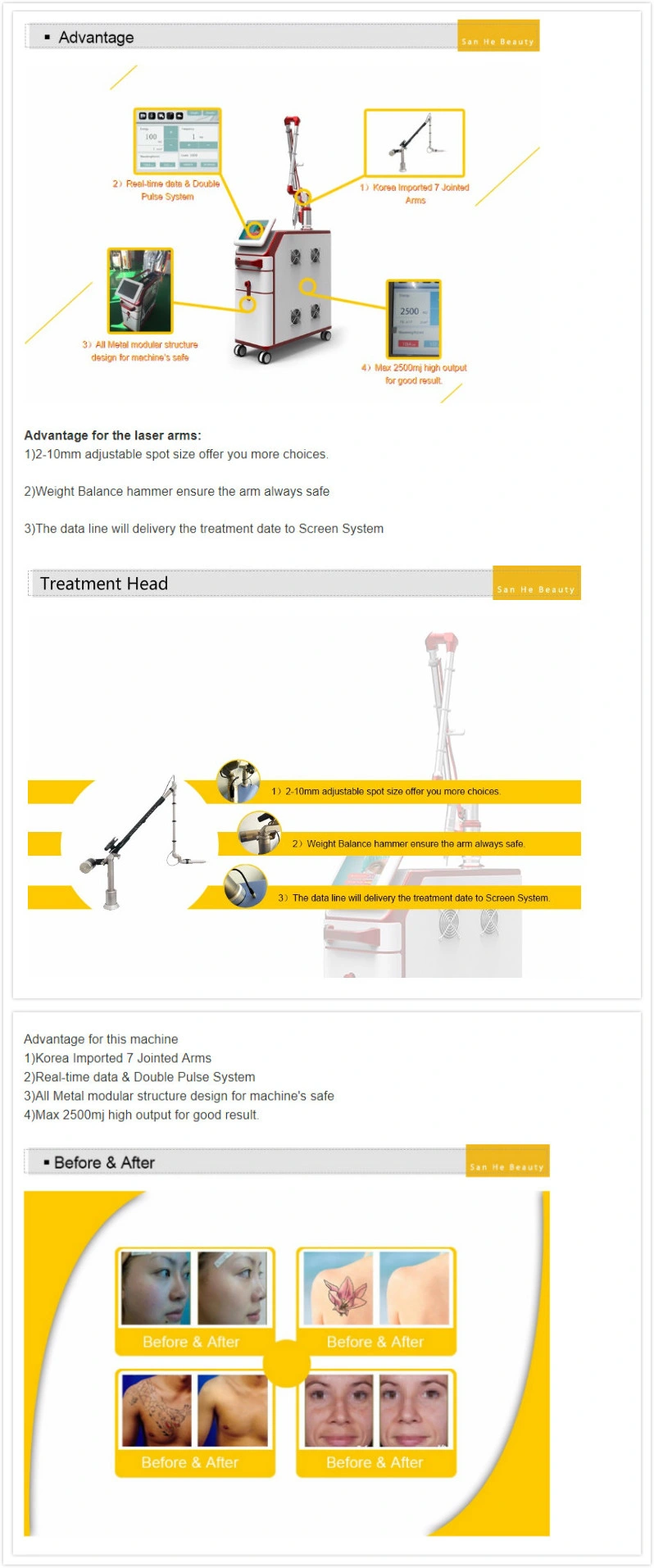 Effective Q Switch ND YAG Laser Tattoo Removal Device/ Factory Price