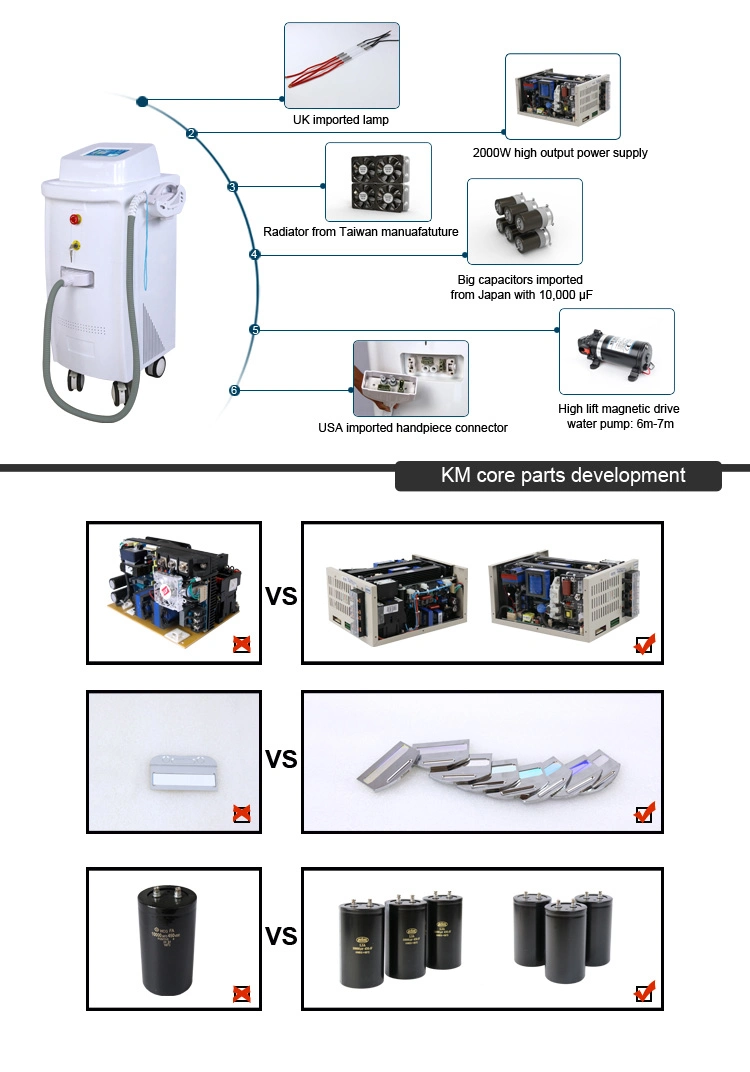 Topsale IPL Shr RF 3 Handpiece Super Hair Removal Machine