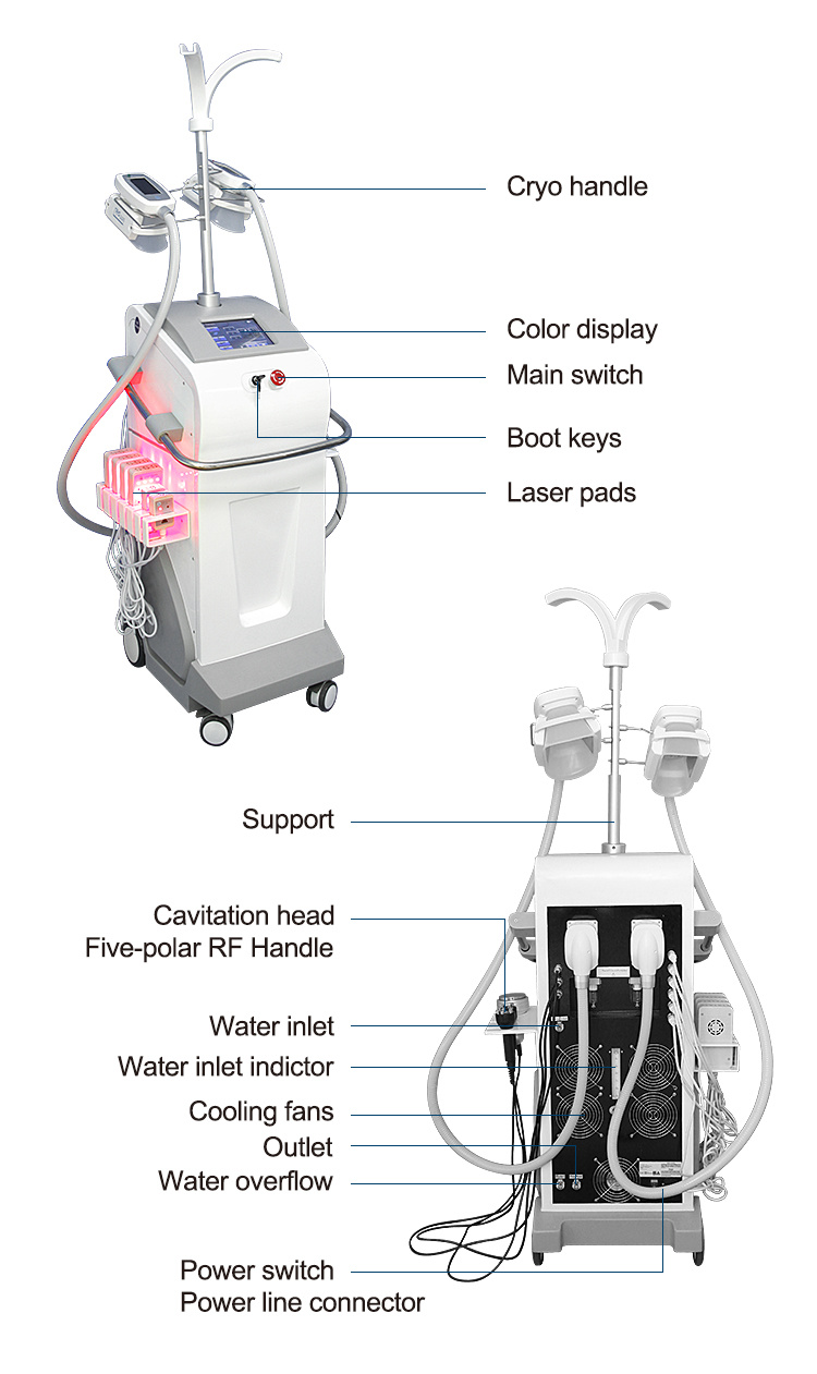 Cavitation RF Lipolaser Cryolipolysis Freezing Fat Slimming Machine Four Size