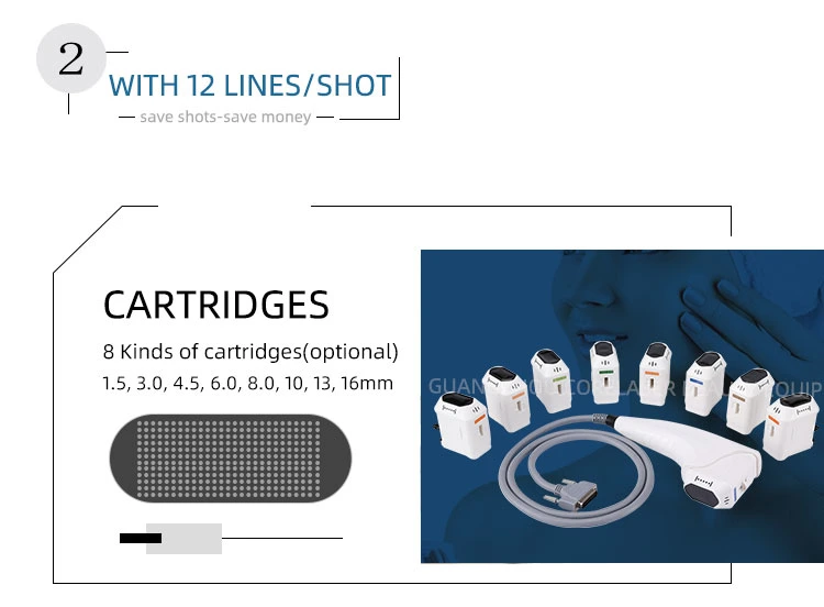 20000 Shots 8 Cartridges Hifu Parts 1.5mm 3mm 4.5mm 6mm 8mm 10mm 13mm 16mm 12 Lines 4D Hifu Machine