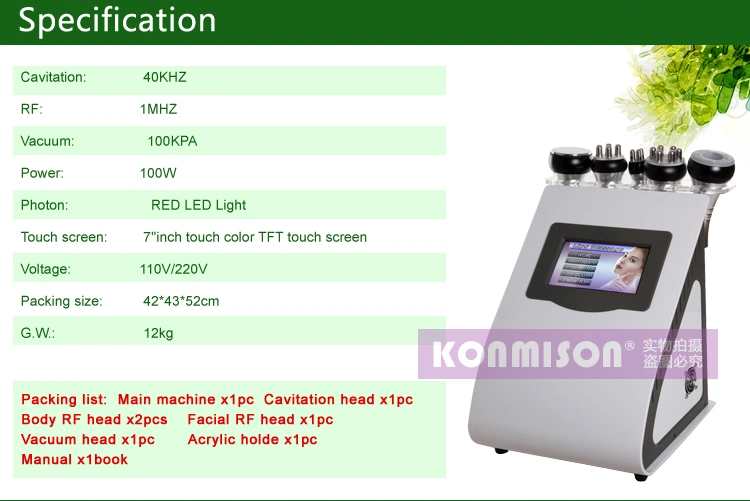 5 in 1 Cavitation RF Vacuum Slimming Machine Weight Loss Machine
