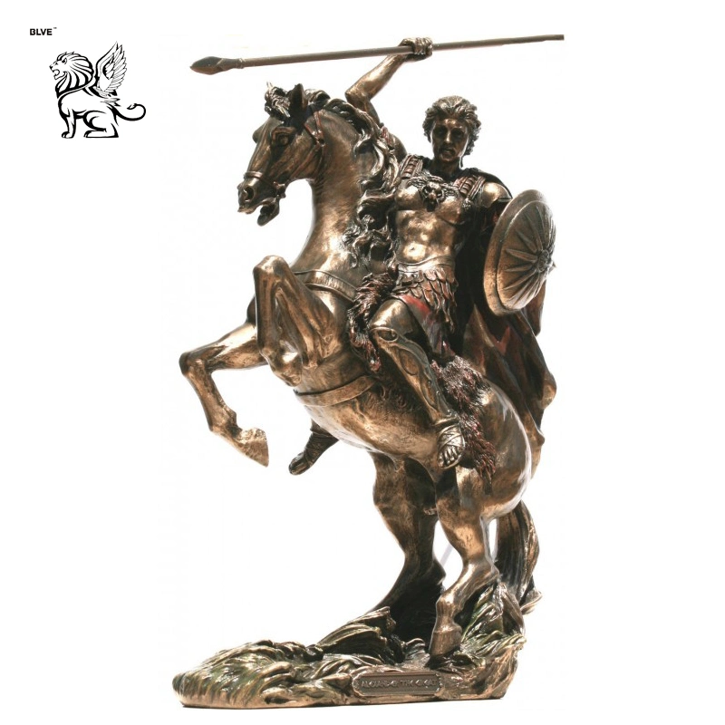 Metal Art Bronze Alexander Holding Spear Riding Horse Soldier Statue Bsd-25