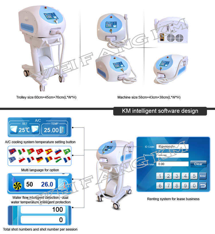 Professional Alexandrite Laser 755nm Hair Removal Equipment / 808nm Diode Laser Machine / Laser Diode 808 Hair Removal