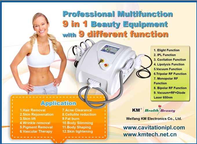 Ultrasound Cavitation+RF Multifunctional Body Slimming Machine with IPL RF Elight