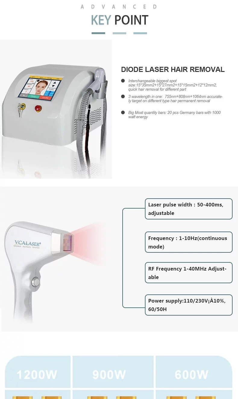Beijing Vca Company Alexandrite Laser Diode Laser 755+808+1064nm Diode Laser Hair Removal Beauty Machine