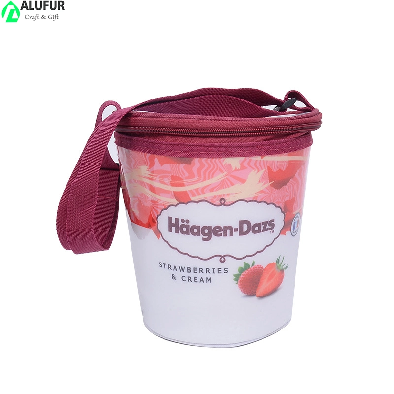 Ice Cream Tub Shape Cooler Bag Keep Lunches Cool Easy to Carry