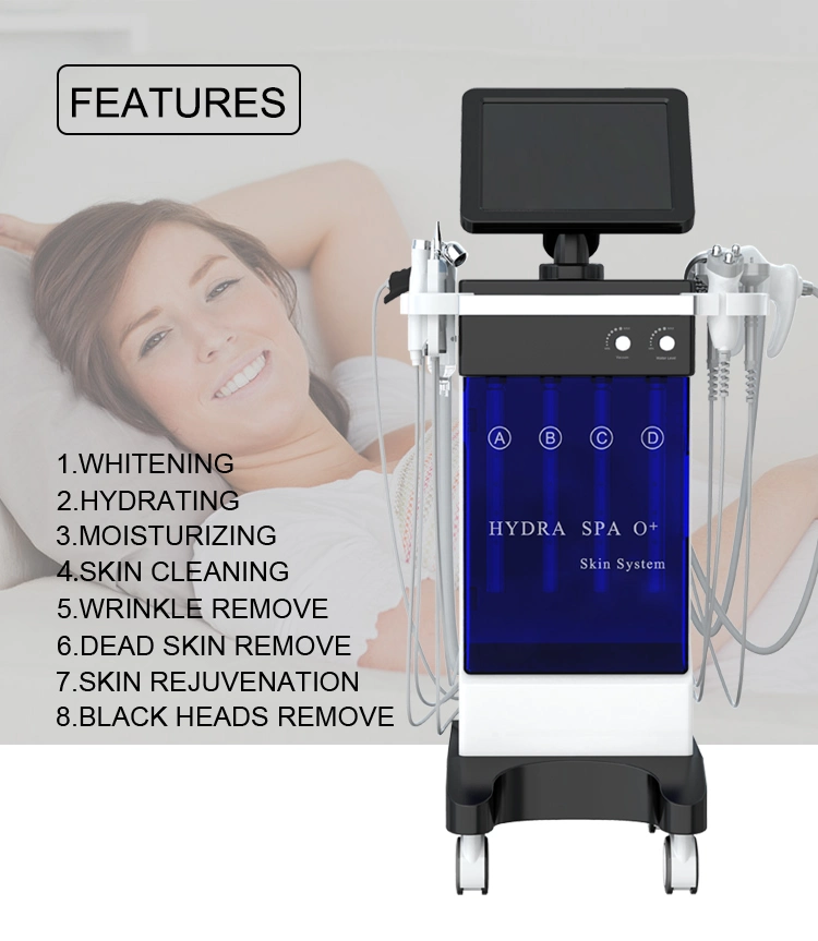 Multifunction Hydra Facial H2O2 Hydrogen Jet Peel Oxygen Face Skin Cleaning SPA Machine Macchina Pelle Viso with Tips