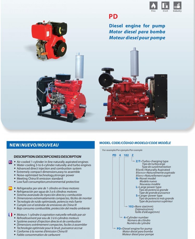 Cylinder Industrial Water Cooled Diesel Engine with High Quality